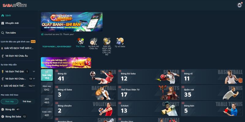 Các thể loại hot tại Saba QQ88